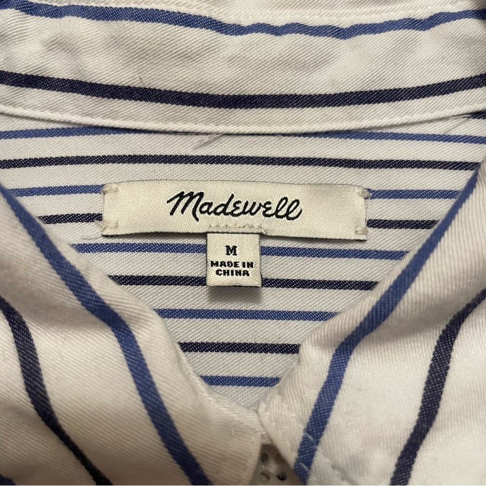 Madewell Tomboy Classic Ex-Boyfriend White Blue Striped Button Down Shirt size M - Picture 12 of 16